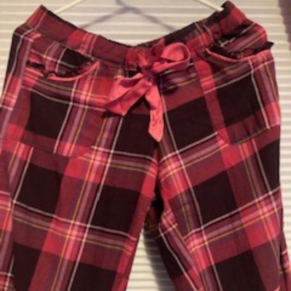 Victoria's Secret Plaid Pajama Pants with Pink Tie - Picture 3 of 6